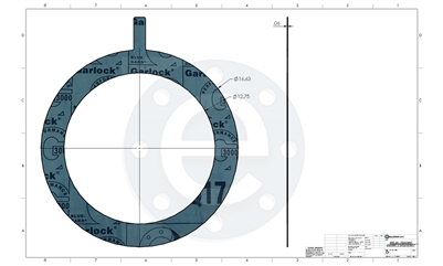 Garlock Blue-Gard 3000 - Tabbed Ring Gasket - 1/16" Thick - 12" - 300 lb. PSA one side for strainers