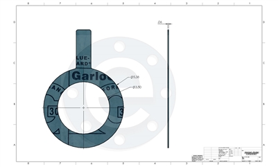 Garlock Blue-Gard 3000 - Tabbed Ring Gasket - 1/16" Thick - 3" 150# PSA one side for strainers