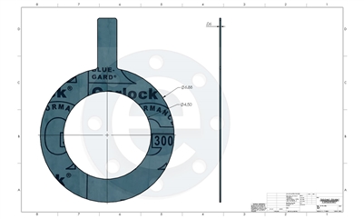 Garlock Blue-Gard 3000 - Tabbed Ring Gasket - 1/16" Thick - 4" 150# PSA one side for strainers