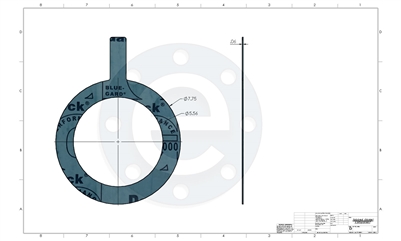 Garlock Blue-Gard 3000 - Tabbed Ring Gasket - 1/16" Thick - 5" - 150# PSA one side for strainers