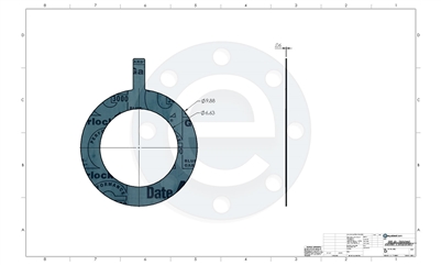 Garlock Blue-Gard 3000 - Tabbed Ring Gasket - 1/16" Thick - 6" - 300 lb. PSA one side for strainers