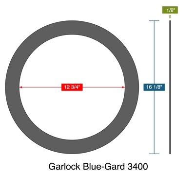 Garlock Blue-Gard 3400 -  1/8" Thick - Ring Gasket - 150 Lb. - 12"