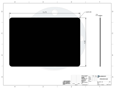 Silicone - Black 50 Durometer - .062" Thick - 9.5" x 13.75" with Â½" Radius Corners