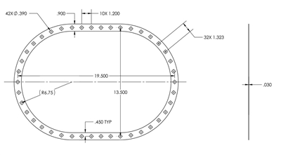 40 Duro Buna-N Custom Full face Gasket - per Drawing HEM101-120108-151