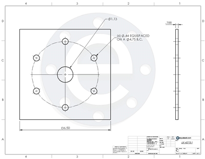 Buna-N - 60 Durometer -  3/16" Thick - Custom Gasket - Per Drawing UX.427.0.1 - 1 1/8" center hole