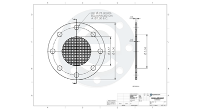 Buna-N-60 Durometer -  1/8" Thick - Full Face Strainer Gasket - 4 Mesh -150 Lb. - 4"