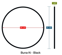 70 Duro Buna-N Rubber Ring Gasket - 20.5" ID x 21.5" OD x 1/2" Thick