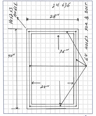 C-4401 Green N/A Custom Gasket - 1/8" Thick x 28" x 40" Per DWG