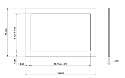 Closed Cell Neoprene Frame Gasket .25" Thick - 8.499" x 13.555" ID -11.035" x 16.091" OD - With PSA