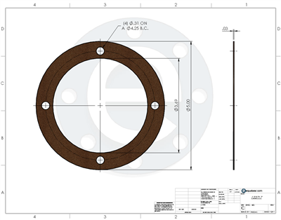 Cork/Nitirle Custom Gasket - 1/32" Thick - Per Drawing #123717