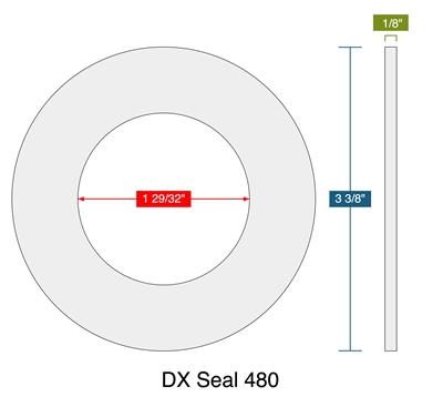 DX Seal 480 -  1/8" Thick - Ring Gasket - 150 Lb. - 1.5"