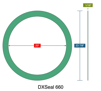 DXSeal 660 - Ring Gasket -  1/16" Thick - 20" ID - 23.875" OD
