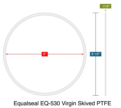 Virgin PTFE Custom Ring Gasket - 1/16" Thick x 8" x 8.5"