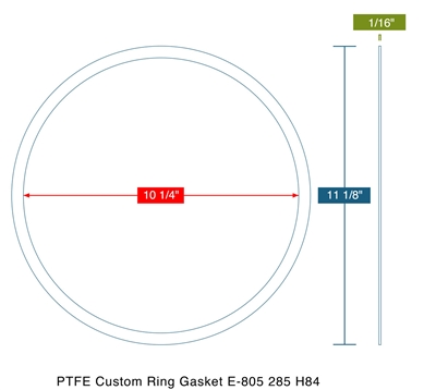 Virgin PTFE Custom Ring Gasket - 1/16" Thick x 10.25" x 11.125"