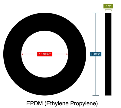 EPDM (Ethylene Propylene) - Ring Gasket -  1/4" Thick - 150 Lb - 1.5"