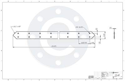 EPDM - .062" Thick - 2" x 47.875" - (32) 1/4" Holes Per Drawing FS 48 - With PSA