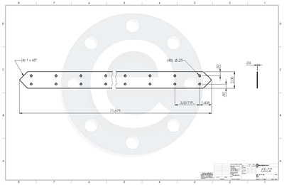 EPDM - .062" Thick - 2" x 71.875" - (48) 1/4" Holes Per Drawing FS 72 - With PSA