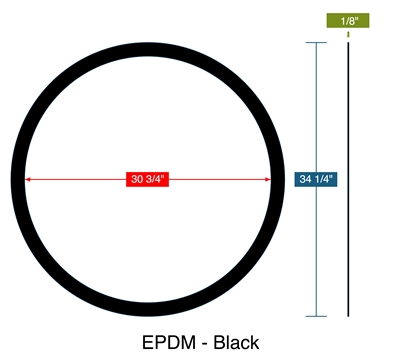 60 Duro EPDM Custom Gasket - 1/8" Thick x 30.75" ID x 34.25" OD