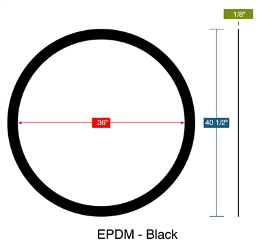 60 Duro EPDM Custom Gasket - 1/8" Thick x 36" ID x 40-1/2" OD