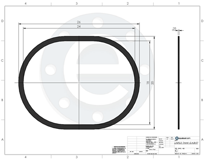 EPDM NSF 61 - 75 Duro Sheet -  1/4" Thick - Obround Gasket - 18" x 24" ID - 20" OD x 26" OD