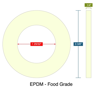 EPDM - Food Grade - Ring Gasket -  1/4" Thick -150 Lb - 1.5"