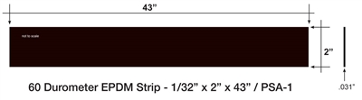 60 Duro EPDM Rubber Strip - 1/32" Thick x 2" x 43" with PSA 1