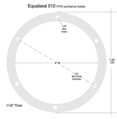 Equalseal EQ 510 Custom FF Gasket 6" x 7.25" FF - 1/16" Thick