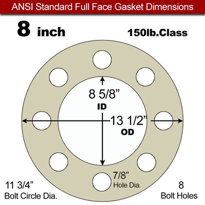 Equalseal EQ MicaSeal 1832 Full Face Gasket - 150 Lb. - 1/8" Thick - 8" Pipe