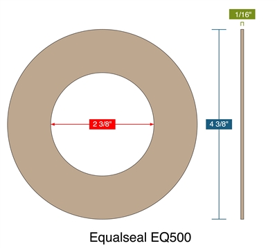 Equalseal EQ500 -  1/16" Thick - Ring Gasket - 300/400/600 Lb. - 2"
