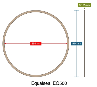 Equalseal EQ500 -  1/8" Thick - Ring Gasket - 864mm - 914mm