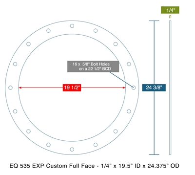 EQ 535 EXP  Custom FF Gasket - 1/4" (6mm) Thick x 19.5" x 24.375"