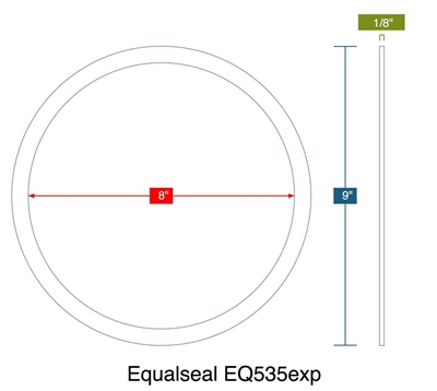 Equalseal EQ 535 Custom Ring Gasket - 8" ID x 9" OD x 1/8" Thick