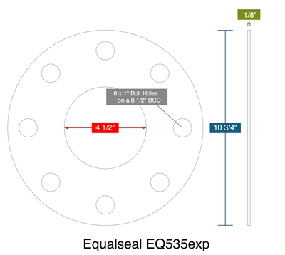 Equalseal EQ535exp -  1/8" Thick - Full Face Gasket - 600 Lb. - 4"
