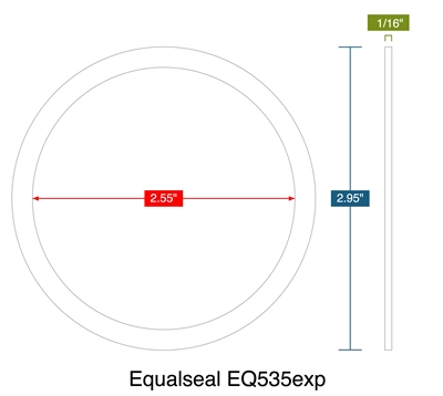 Equalseal EQ535exp -  1/16" Thick - Ring Gasket - 2.55" ID - 2.95" OD