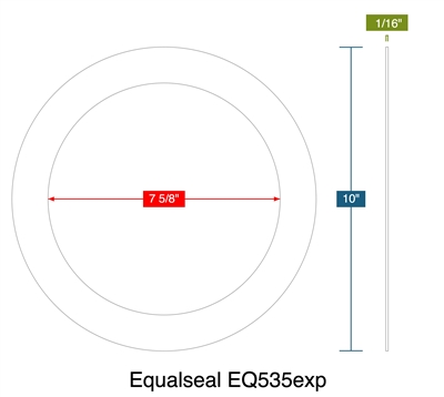 Equalseal EQ535exp - Ring Gasket -  1/16" Thick - 7.625" ID - 10" OD