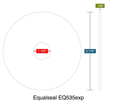 Equalseal EQ535exp - Ring Gasket -  1/8" Thick - 1.102" ID - 5.118" OD