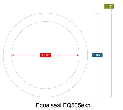 Equalseal EQ535exp -  1/8" Thick - Ring Gasket - 1.89" ID - 2.36" OD