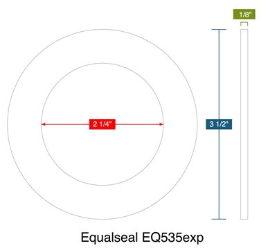 Equalseal EQ535exp -  1/8" Thick - Ring Gasket with PSA one side- 2.25" ID - 3.50" OD