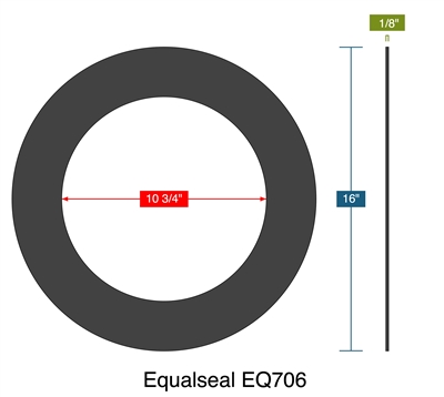 Equalseal EQ706 -  1/8" Thick - Ring Gasket - 10.75" ID - 16" OD