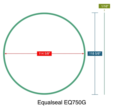 Equalseal EQ750G -  1/16" Thick - 6 Segment Ring Gasket - 114.625" ID - 118.625" OD