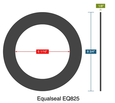 Equalseal EQ825 - Ring Gasket -  1/8" Thick - 6.0625" ID - 8.75" OD