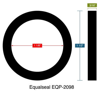 Equalseal EQP-2098 -  3/16" Thick - Ring Gasket - 1.125" ID - 1.5" OD