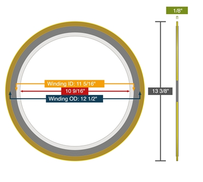 Equalseal Spiral Wound Gasket - 304 Stainless Steel winding - Flexible Graphite Filler - 150 Lb. - 10" - 304 Inner - 304 Outer