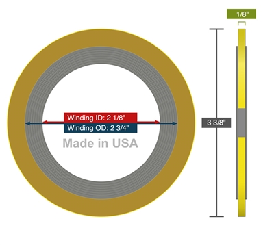 Equalseal (USA Mfg) Spiral Wound Gasket - 304 Stainless Steel winding - Flexible Graphite Filler - 2.125" X 2.75" -  - 3.375" OD