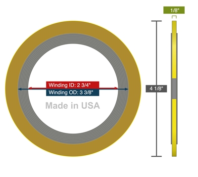 Equalseal (USA Mfg) Spiral Wound Gasket - 304 Stainless Steel winding - Flexible Graphite Filler - 2.75" X 3.375" - 4.125" OD