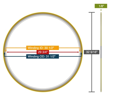 Equalseal Spiral Wound Gasket - 304 Stainless Steel winding - Flexible Graphite Filler - 30.5" X 31.5" - 29.75" Inner Diameter - 32.5625" Outer Diameter