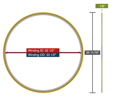 Equalseal Spiral Wound Gasket - 304 Stainless Steel winding - Flexible Graphite Filler - 32.5" X 33.5" -  - 34.6875" Outer Diameter