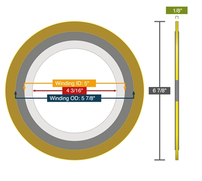 Equalseal EQSW - Custom Spiral Wound Gasket - 304/FG with Carbon Guide Ring - 4" - 300 Lb