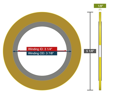 Equalseal Spiral Wound Gasket - 304 Stainless Steel winding - PTFE Filler - CS Outer - 600 Lb - 2.5"