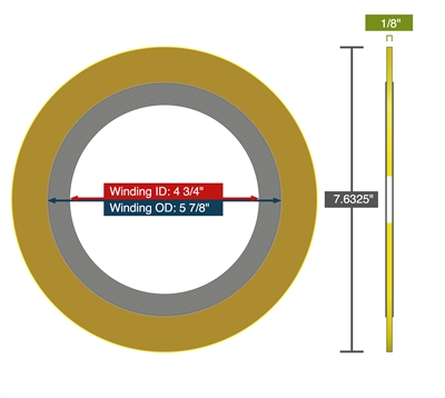 Equalseal Spiral Wound Gasket - 304 Winding - PTFE Filler - CS Outer - 600 Lb - 4"